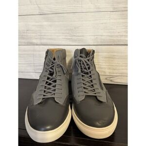 Michael Strahan Men's Black & Gray Leather Zip & Lace Shoes Size 11 Rare